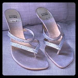 Stuart Weitzman New gold & crystal heels sandals